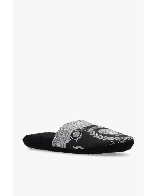 Versace White Baroque Slides