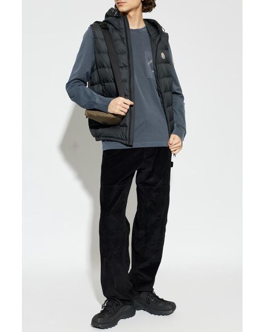Moncler Black Quilted Vest With Hood 'Marseillan' for men