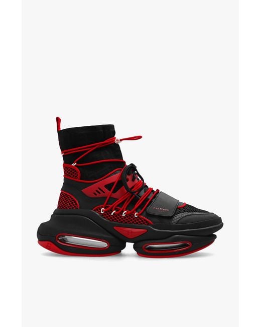 Balmain Red 'b-bold' High-top Sneakers for men