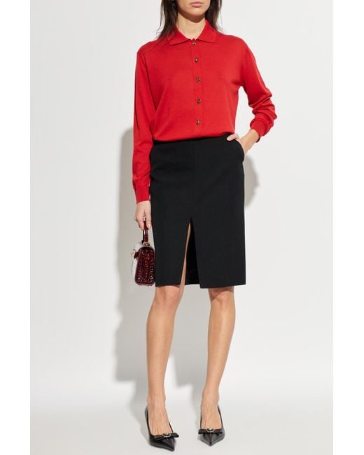 Versace Red Cardigan With Logo