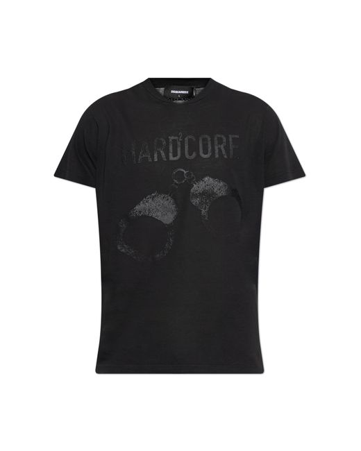 DSquared² Black T-Shirt With Print for men