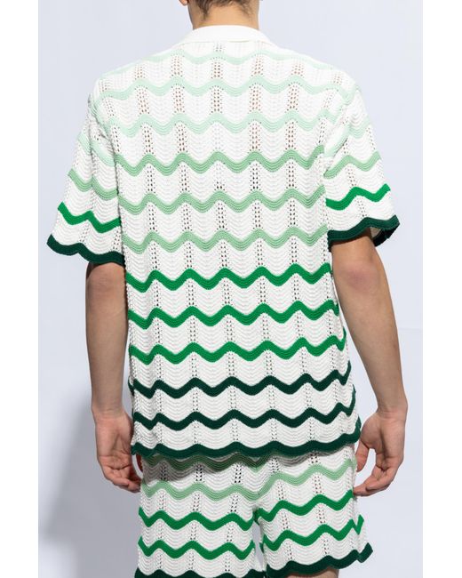 Casablancabrand Green Crochet Shirt for men