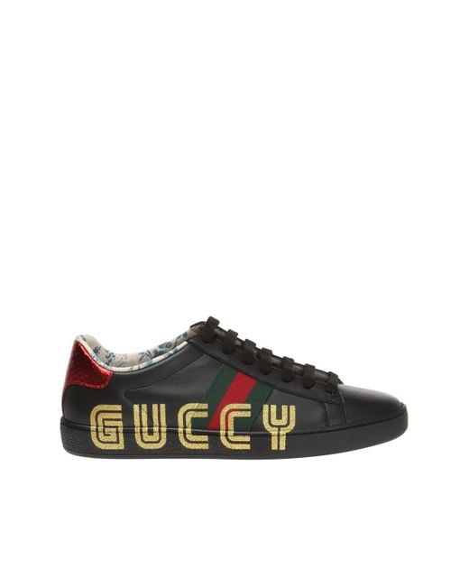 Gucci Black Guccy Logo Sneakers