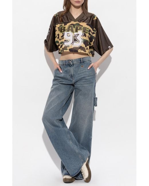 A Bathing Ape Black Cropped T-Shirt With Logo