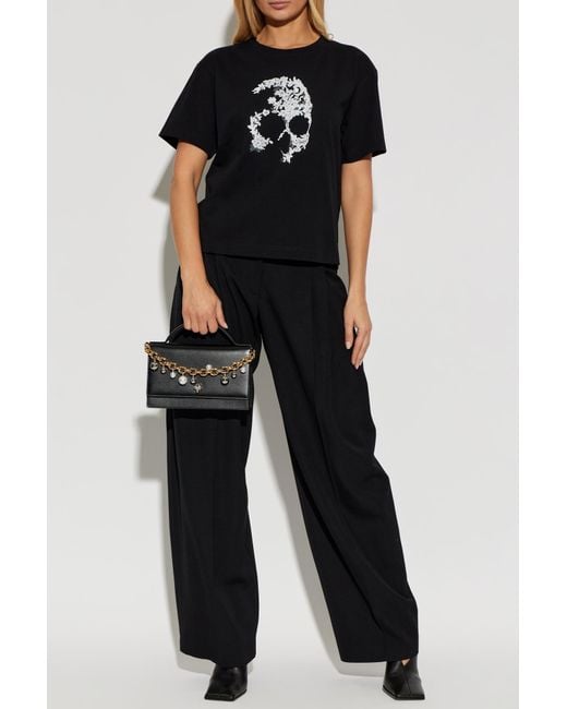 McQueen Black T-Shirt With A Distinctive Skull Motif