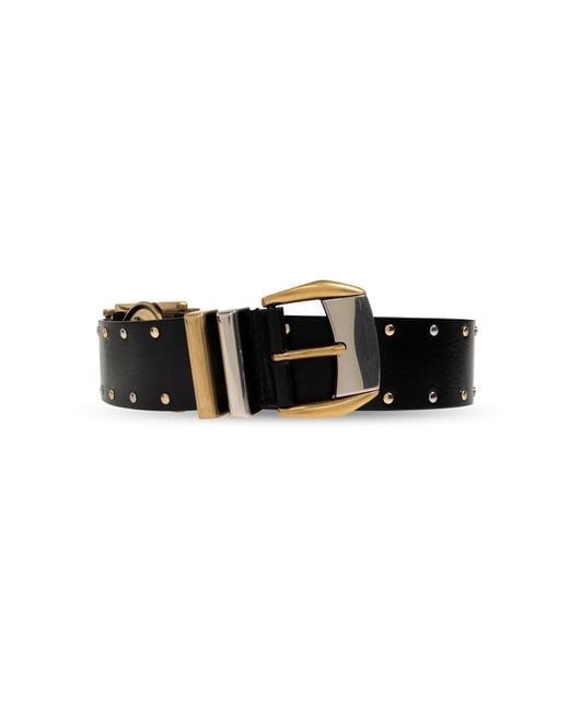 Versace Black Leather Belt With Studs