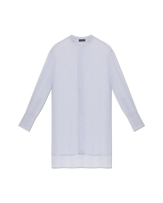 Emporio Armani White Shirt With A Stand-Up Collar