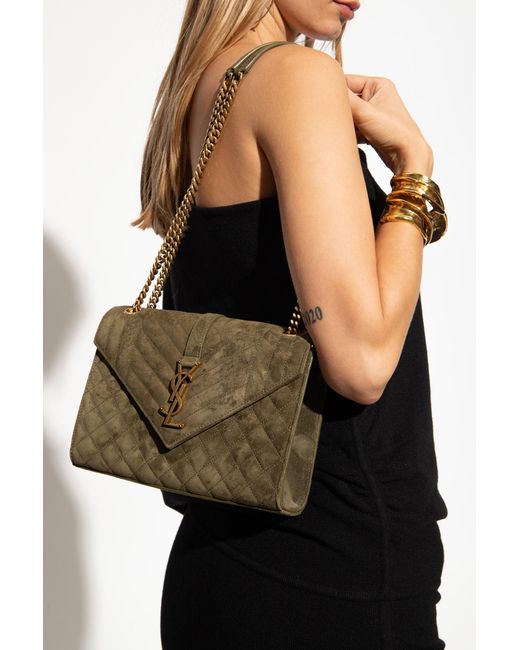Saint Laurent envelope Medium Shoulder Bag in Brown Lyst UK