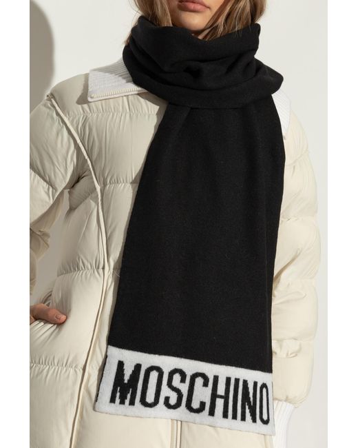 Moschino Black Scarf With Logo