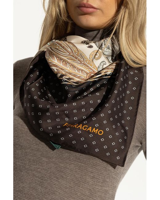 Ferragamo Multicolor Silk Scarf With Print