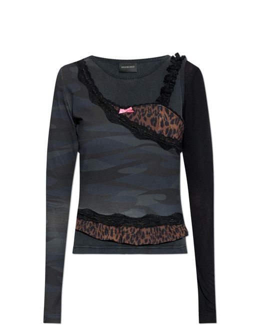 Balenciaga Black Top Made Of Combined Materials