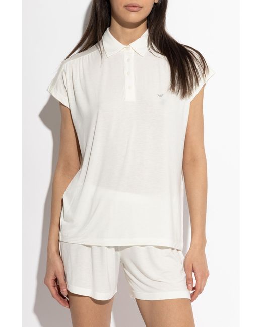 Emporio Armani White Two-Piece Pajamas