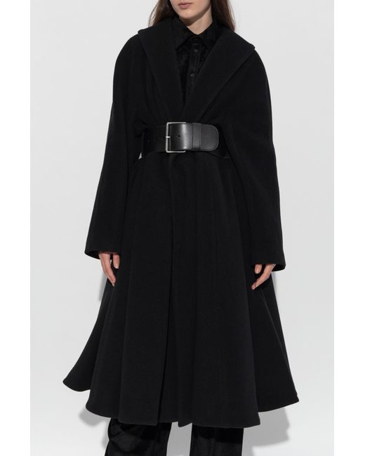 Balenciaga Black Wool Coat With Belt