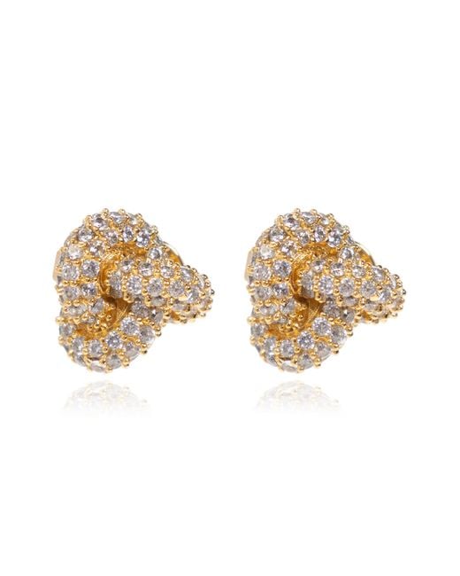 Kate Spade Metallic Brass Earrings With Shimmering Crystals