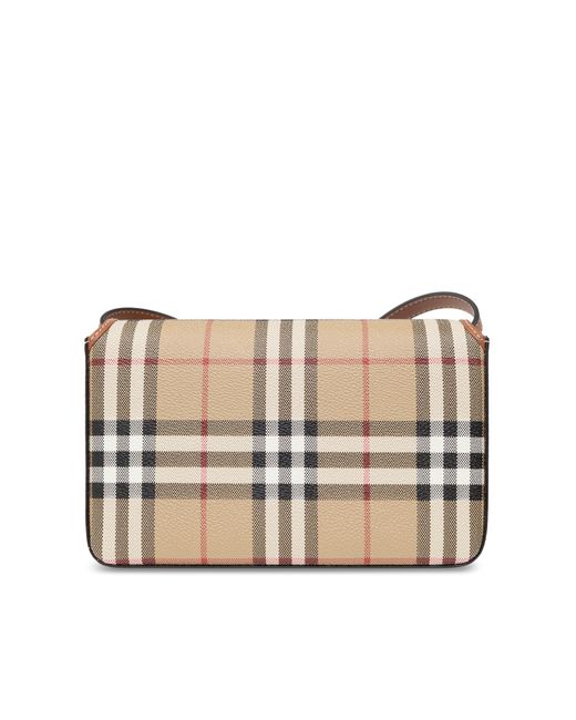 Burberry Natural Hampshire Check-print Woven And Leather Shoulder Bag