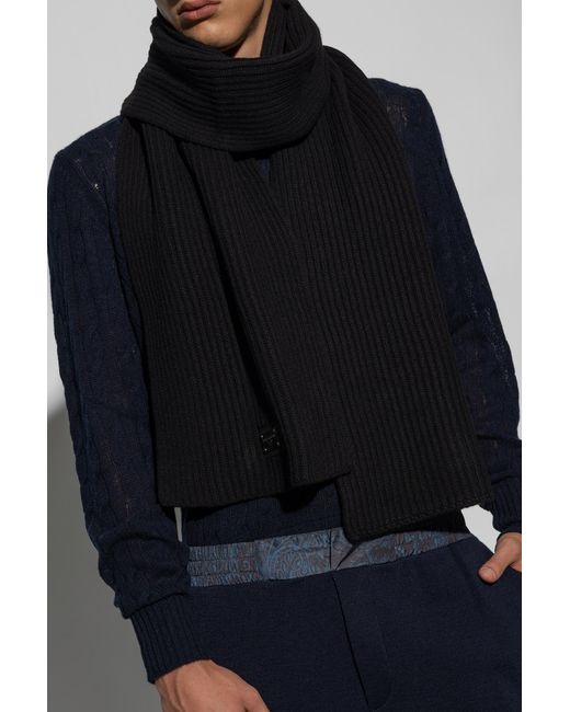 Dolce & Gabbana Black Scarf With Logo Detail for men