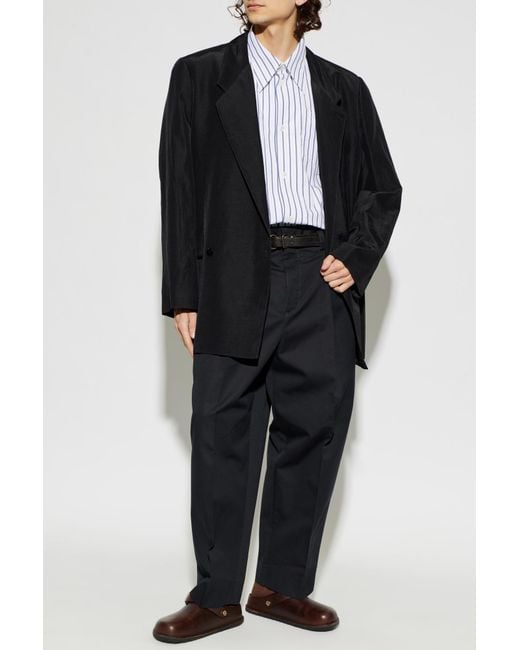 Lemaire Black Double-Breasted Blazer for men