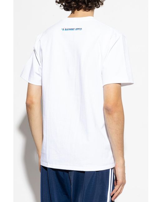 A Bathing Ape White T-shirt With Print, for men