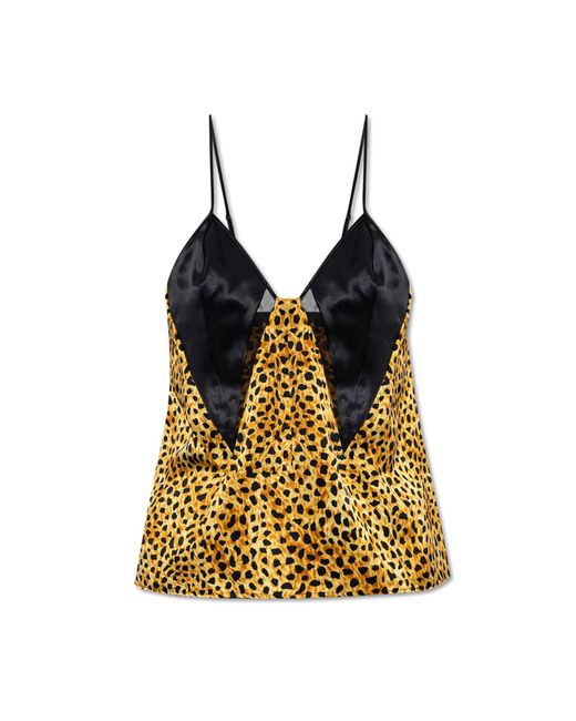 Versace Black Silk Top With Animal Print