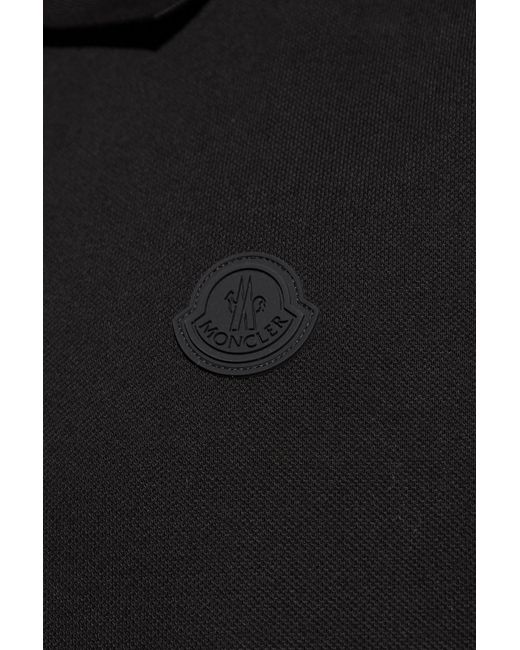 Moncler Black Polo With Logo Patch for men