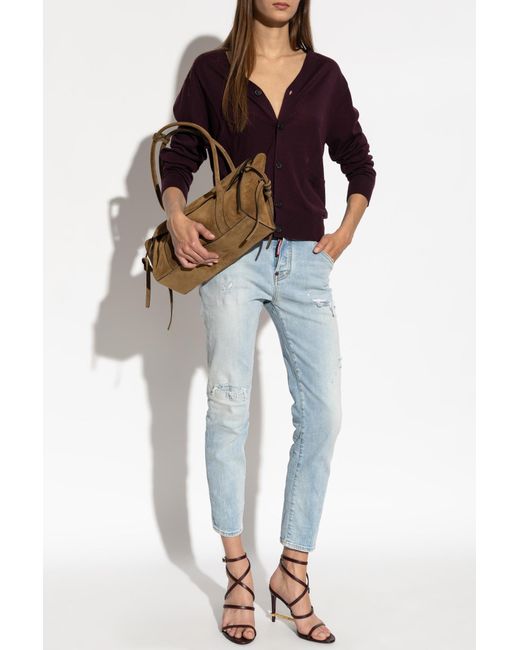 DSquared² Purple Wool Cardigan With Pockets