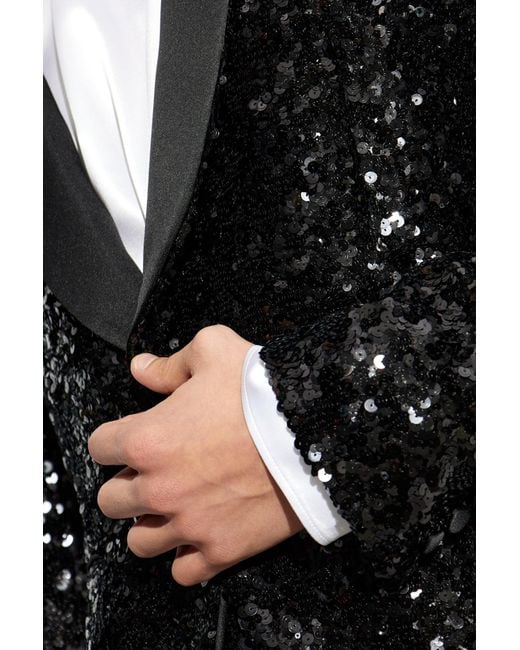 Dolce & Gabbana Black Sequin Blazer for men