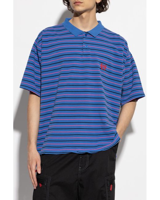Balenciaga Blue Polo With Vintage Effect for men