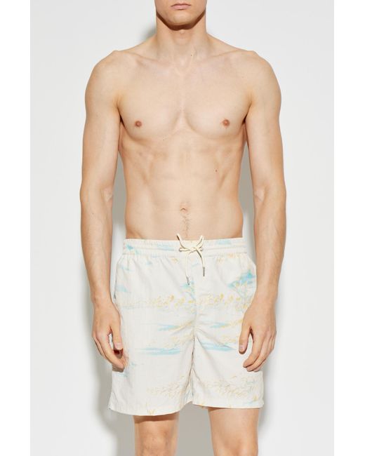 AllSaints White "Bleachsurf" Swim Shorts for men