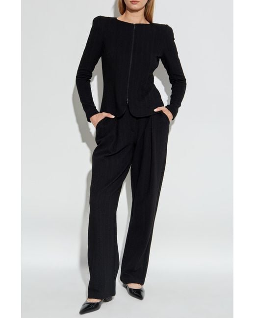Emporio Armani Black Herringbone Patterned Trousers