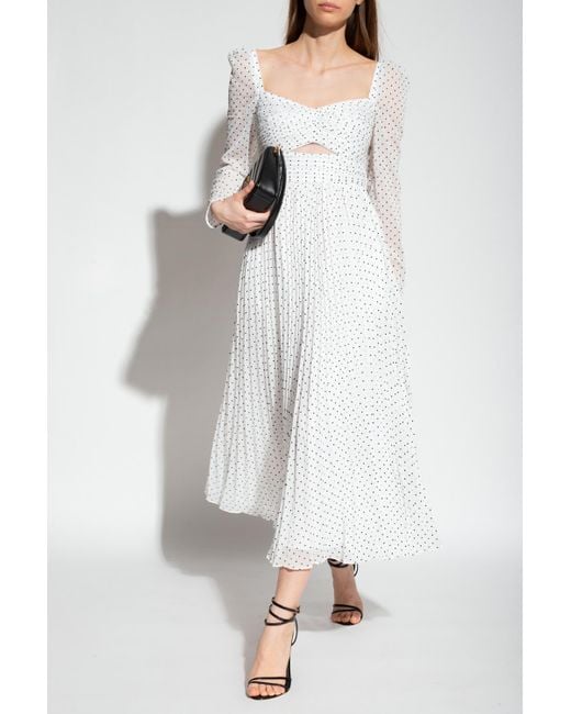 Self-Portrait Polka Dot Dress in White | Lyst