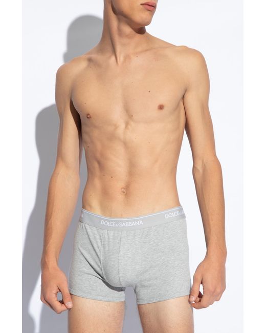 Dolce & Gabbana Gray Branded Boxers 2-Pack for men