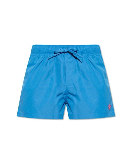 Versace Blue Swim Shorts With A Patch for men
