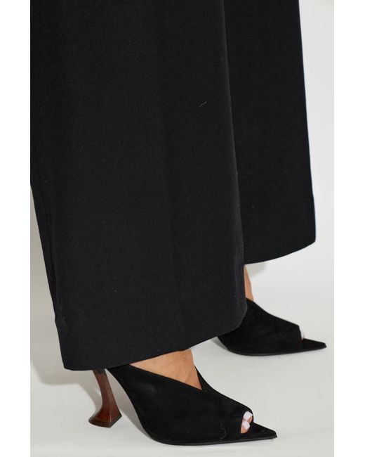 Lanvin Black Suede Heeled Mules