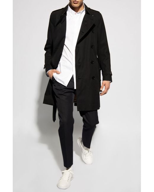 Burberry Black Mid-Length Kensington Heritage Trench Coat for men