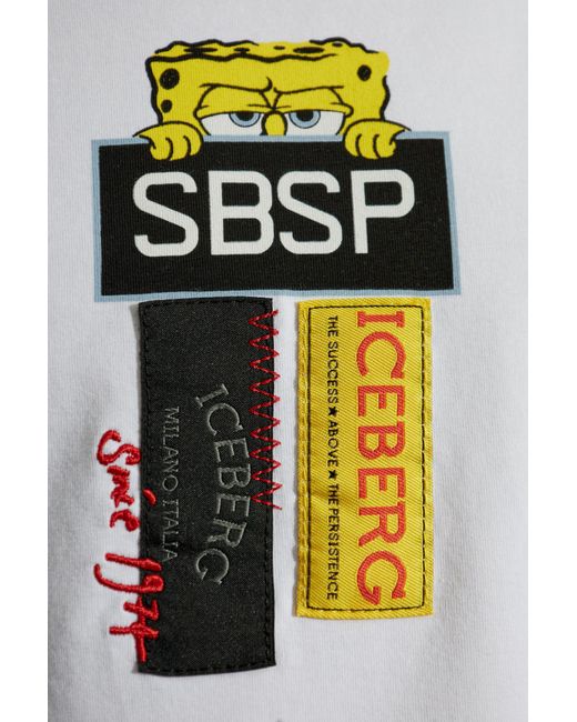 Iceberg White T-Shirt With Patches And Print for men