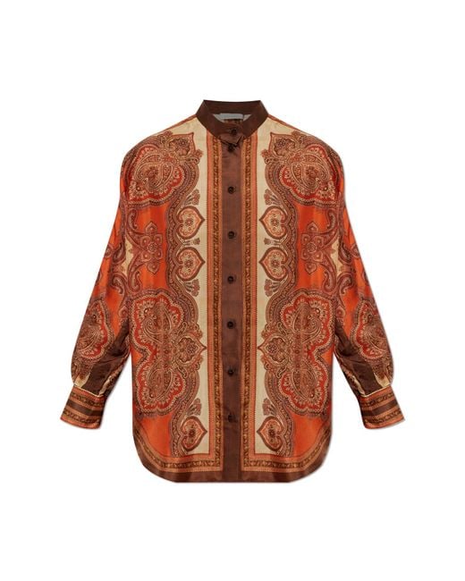 Zimmermann Orange Silk Shirt With Print