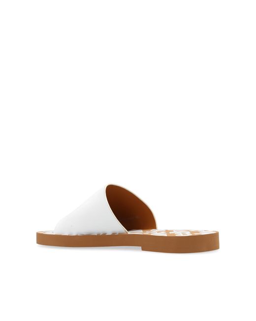 See By Chloé White Leather Slides With Logo,