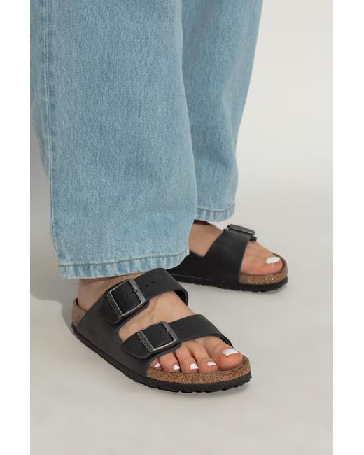 Birkenstock White 'Arizona Bs' Slides