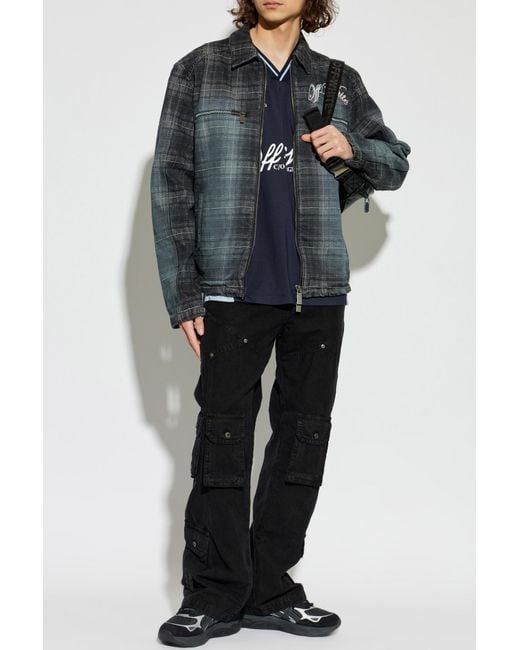 Off-White c/o Virgil Abloh Blue T-Shirt With Printed Logo for men