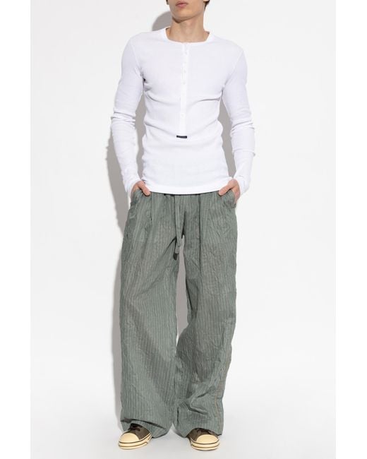 Dolce & Gabbana White Ribbed Long Sleeve T-Shirt for men