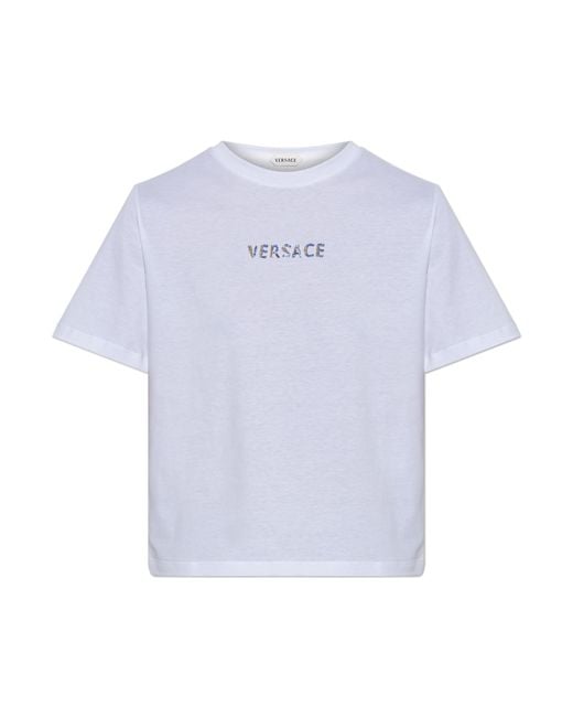 Versace White T-Shirt With A Shimmering Logo