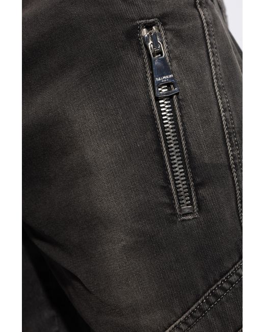 Balmain Black Jeans With Logo, for men
