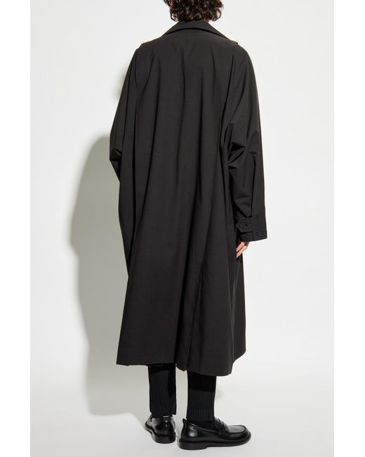 Homme Plissé Issey Miyake Black Coat With Stand-Up Collar for men