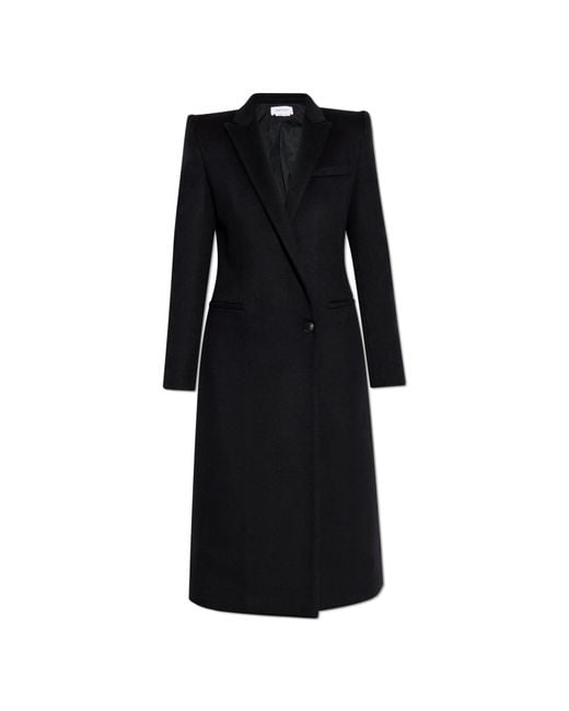 McQueen Black Wool Coat