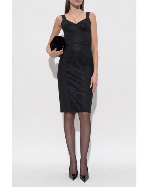 Dolce & Gabbana Black Fitted Dress With Spaghetti Straps