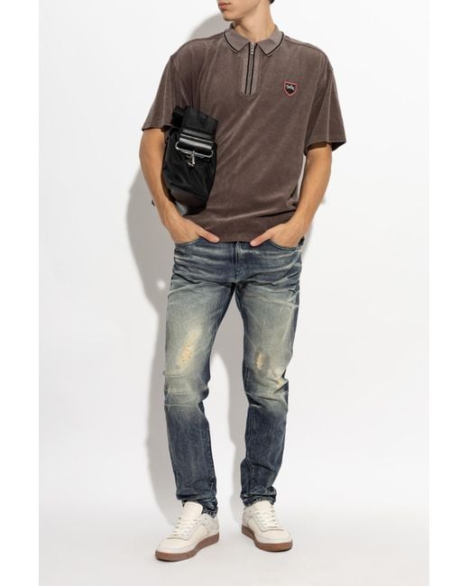 DIESEL Brown Polo 'T-Spongy-Zip' for men