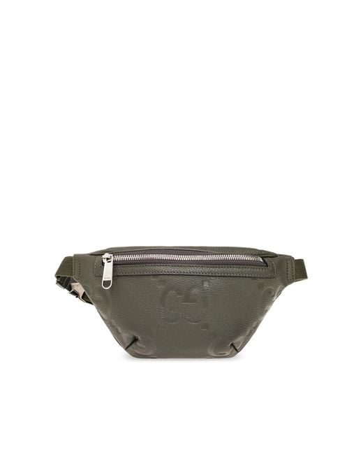 Jumbo GG small belt bag in dark green leather