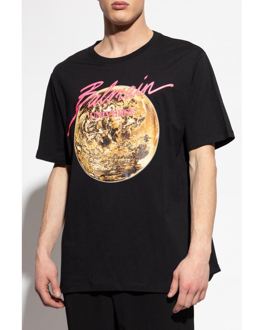 Balmain Black T-Shirt With Print for men