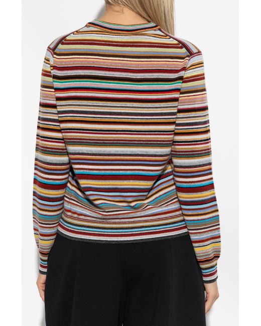 Paul Smith White Sweater With Striped Pattern