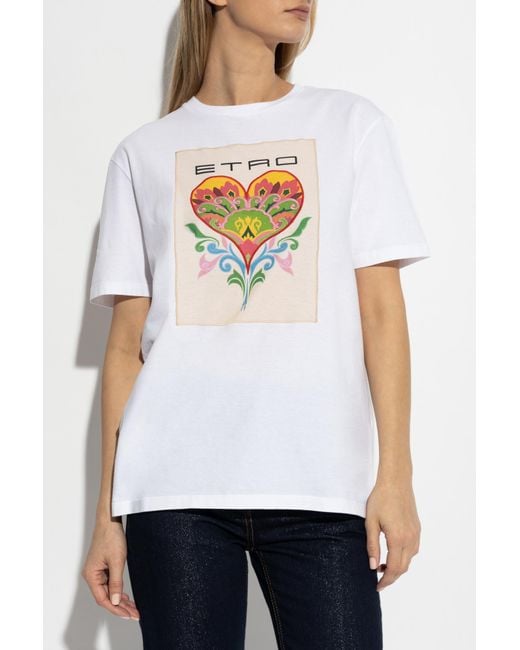 Etro Blue T-Shirt With Embroidery